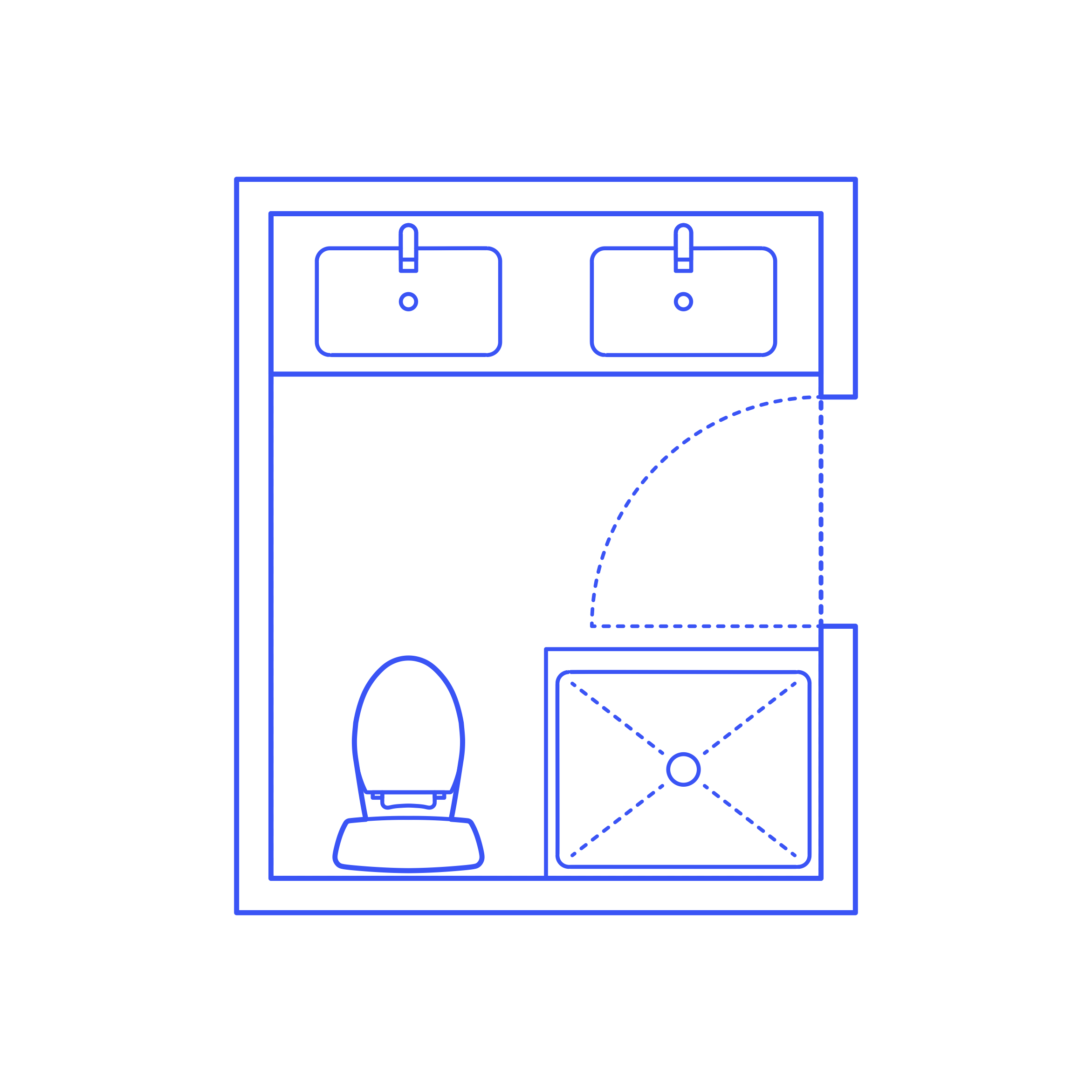Layouts Bathrooms Primary Shower 2 Wall Facing Cad Style Svg Vector Free Vectors